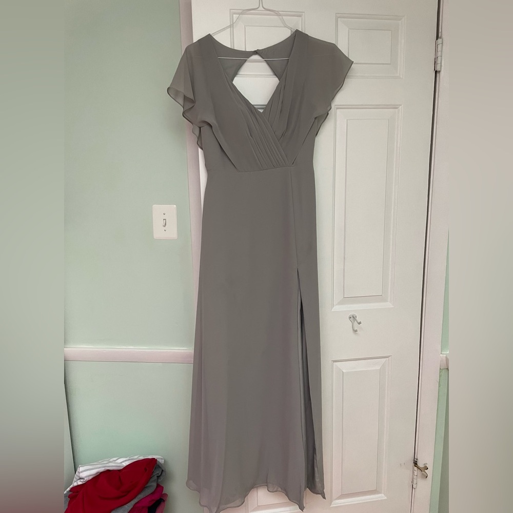 Azazie Light Gray Bridesmaid Dress Size 4